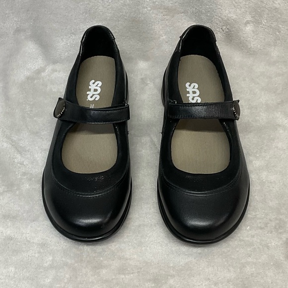 SAS Step Out Black Mary Jane Leather Shoes Womens Sz 7 1/2 W - Picture 3 of 7